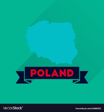 Flat icon with long shadow map of Poland vector image