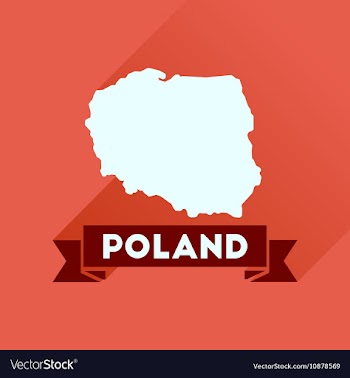 Flat icon with long shadow map of Poland vector image