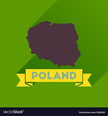 Flat icon with long shadow map of Poland vector image