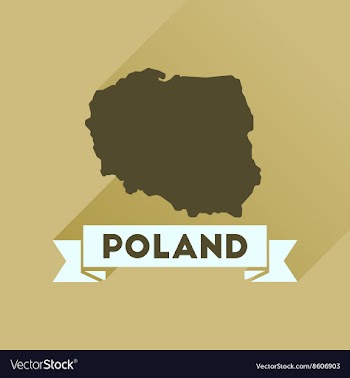 Flat icon with long shadow map of Poland vector image