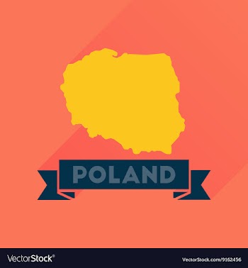 Flat icon with long shadow map of Poland vector image