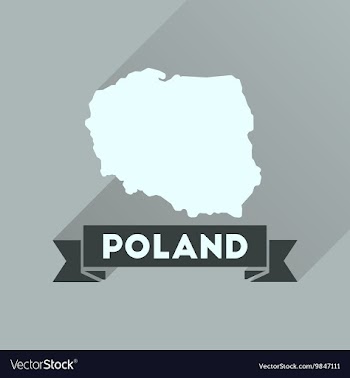 Flat icon with long shadow map of Poland vector image