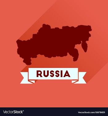 Flat icon with long shadow map of Russia vector image