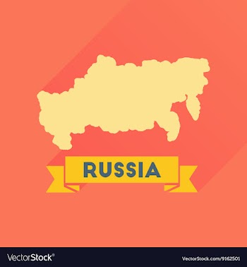Flat icon with long shadow map of Russia vector image
