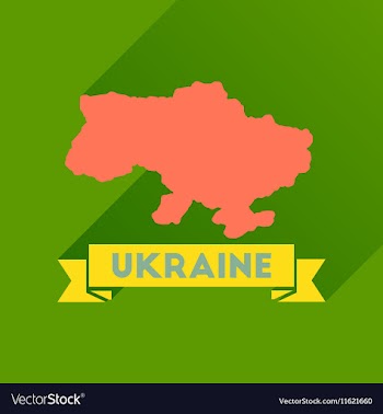Flat icon with long shadow map of Ukraine vector image