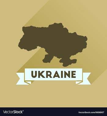 Flat icon with long shadow map of Ukraine vector image