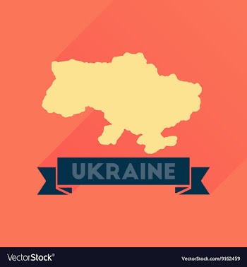 Flat icon with long shadow map of Ukraine vector image