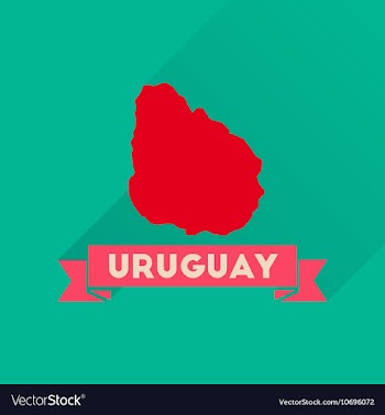 Flat icon with long shadow map of Uruguay vector image