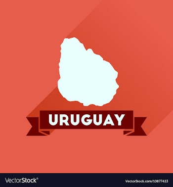Flat icon with long shadow map of Uruguay vector image