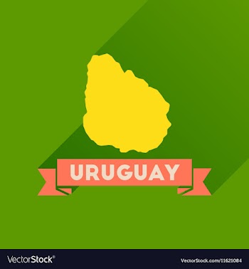 Flat icon with long shadow map of Uruguay vector image