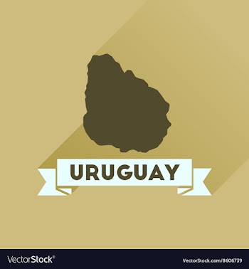 Flat icon with long shadow map of Uruguay vector image