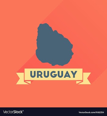 Flat icon with long shadow map of Uruguay vector image