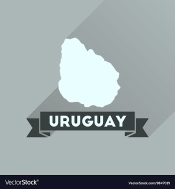 Flat icon with long shadow map of Uruguay vector image