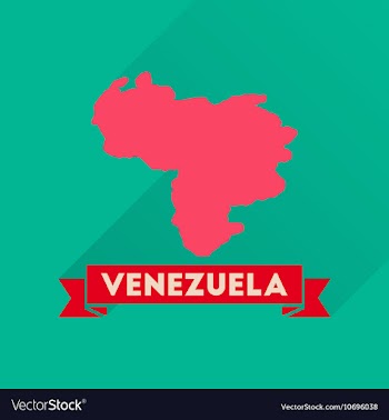 Flat icon with long shadow map of Venezuela vector image