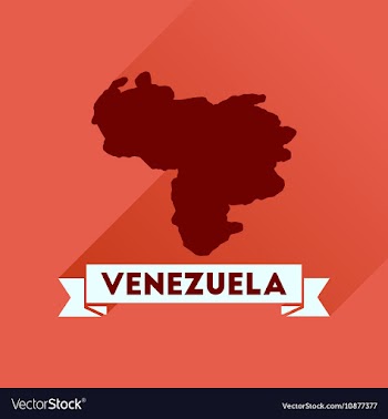 Flat icon with long shadow map of Venezuela vector image