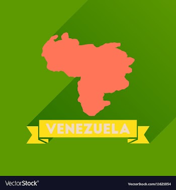 Flat icon with long shadow map of Venezuela vector image