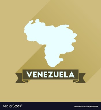 Flat icon with long shadow map of Venezuela vector image
