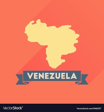 Flat icon with long shadow map of Venezuela vector image