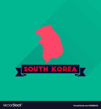 Flat icon with long shadow Map South Korea vector image