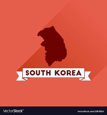 Flat icon with long shadow Map South Korea vector image