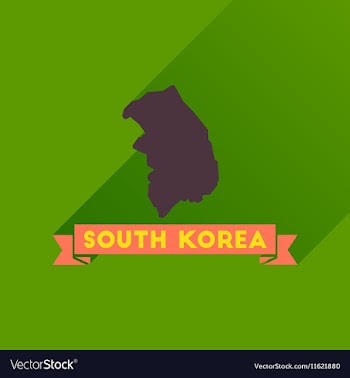 Flat icon with long shadow Map South Korea vector image