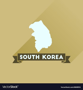 Flat icon with long shadow Map South Korea vector image