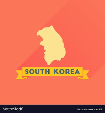Flat icon with long shadow Map South Korea vector image
