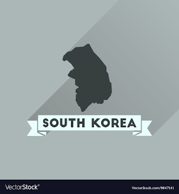 Flat icon with long shadow Map South Korea vector image