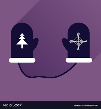 Flat icon with long shadow mittens and snowflakes vector image