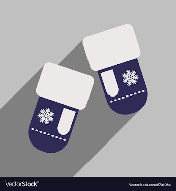 Flat icon with long shadow mittens snowflakes vector image
