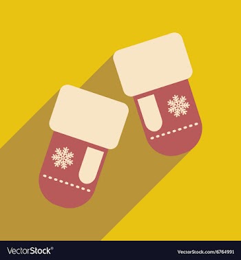 Flat icon with long shadow mittens snowflakes vector image