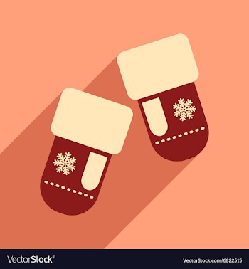 Flat icon with long shadow mittens snowflakes vector image