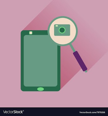 Flat icon with long shadow mobile phone camera vector image