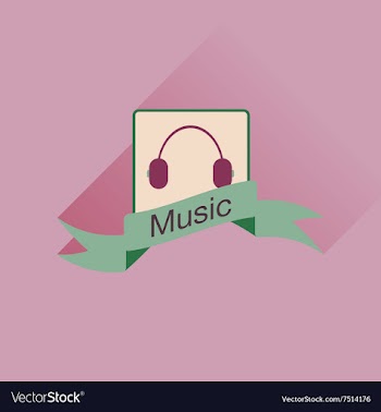 Flat icon with long shadow mobile phone music vector image