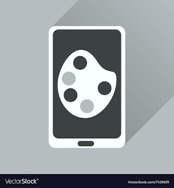 Flat icon with long shadow mobile phone palette vector image