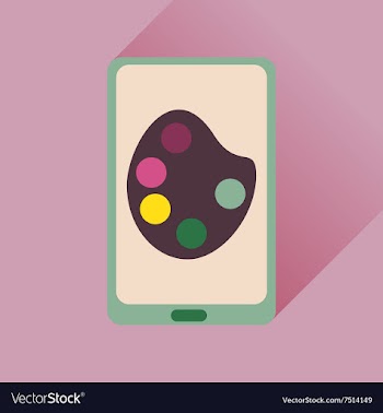 Flat icon with long shadow mobile phone palette vector image