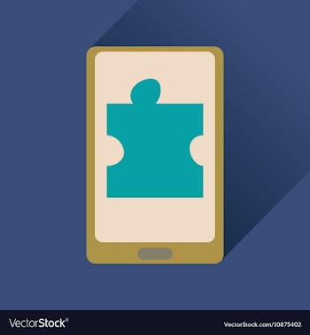 Flat icon with long shadow mobile phone puzzle vector image