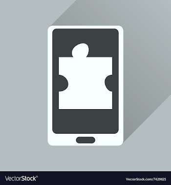Flat icon with long shadow mobile phone puzzle vector image