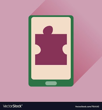 Flat icon with long shadow mobile phone puzzle vector image