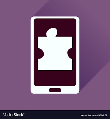 Flat icon with long shadow mobile phone puzzle vector image