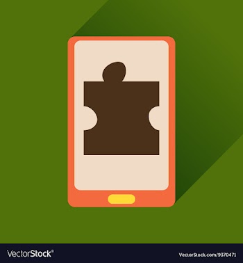 Flat icon with long shadow mobile phone puzzle vector image