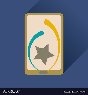 Flat icon with long shadow Mobile Phone Star vector image