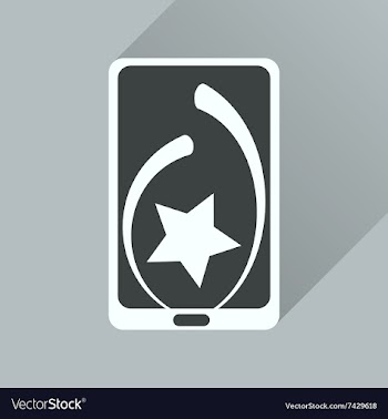Flat icon with long shadow Mobile Phone Star vector image
