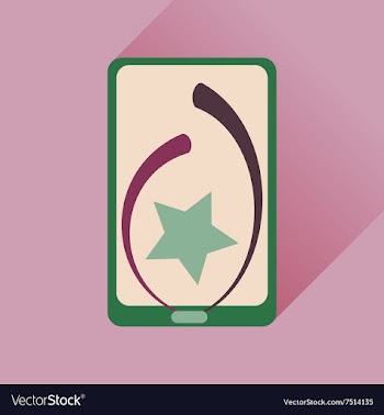 Flat icon with long shadow Mobile Phone Star vector image