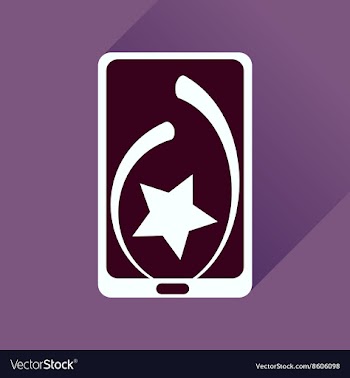 Flat icon with long shadow Mobile Phone Star vector image
