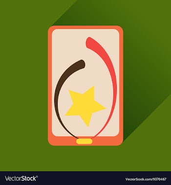 Flat icon with long shadow Mobile Phone Star vector image