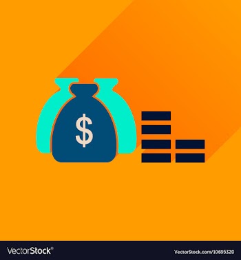 Flat icon with long shadow money bag vector image