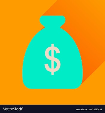 Flat icon with long shadow money bag vector image