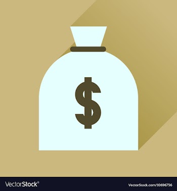 Flat icon with long shadow money bag vector image