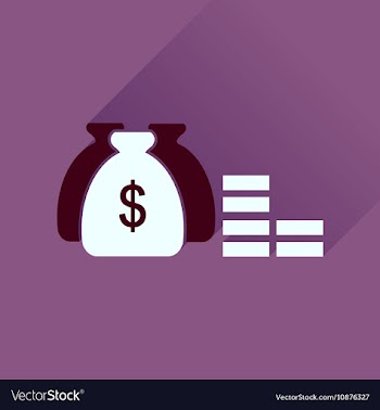 Flat icon with long shadow money bag vector image